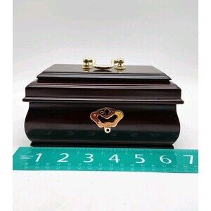 Elegant Vintage 1995 Wooden Mahogany Korean Jewelry Box Memory Keepsake...
